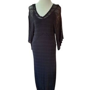 Anthropologie Maeve NWT Black Sheer Half Sleeve Dress women's Large